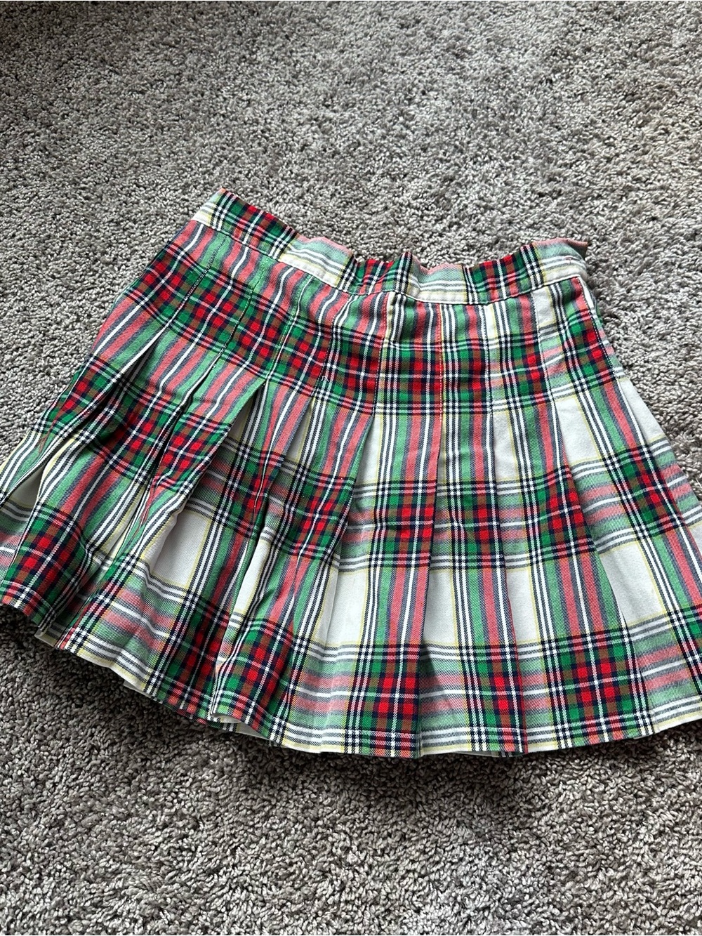 aerie Plaid Pleated Mini Skirt - Red, Green & White